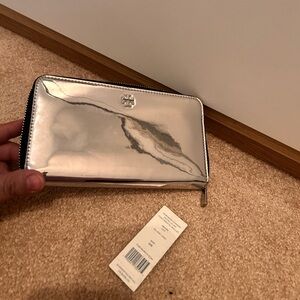 Tory Burch limited edition mirror Silver Zip Wallet